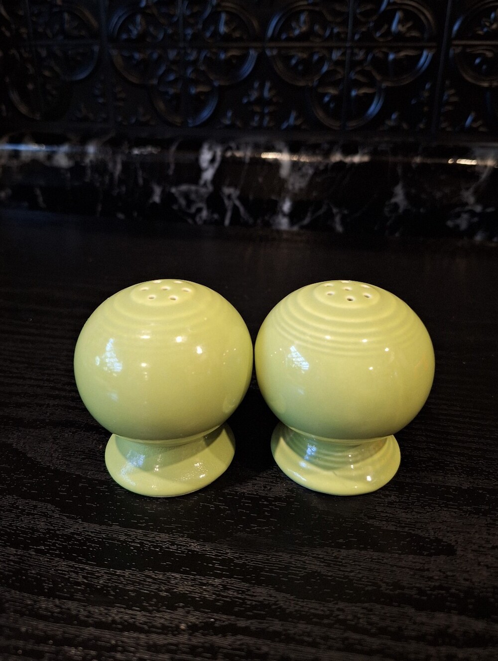 Fiestaware Salt And Pepper Shakers, Green Chartreuse Lemongrass Ceramic